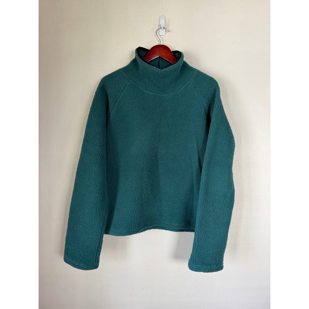 Oiselle AT Fleece Pullover Mock Turtle Neck Teal Green, L